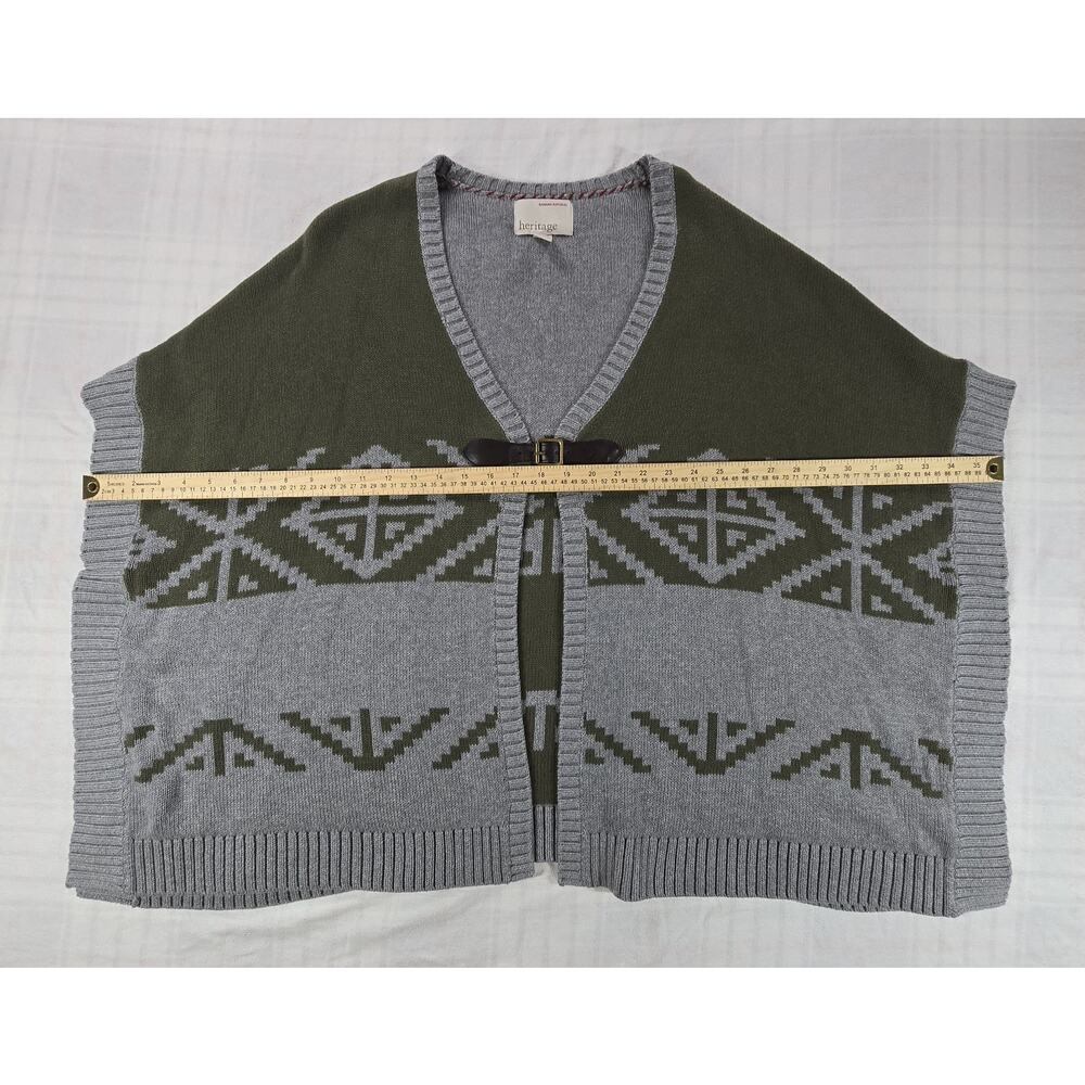 Banana Republic Heritage Intarsia Poncho Aztec Southwest Buckle Front M/L - Picture 6 of 10